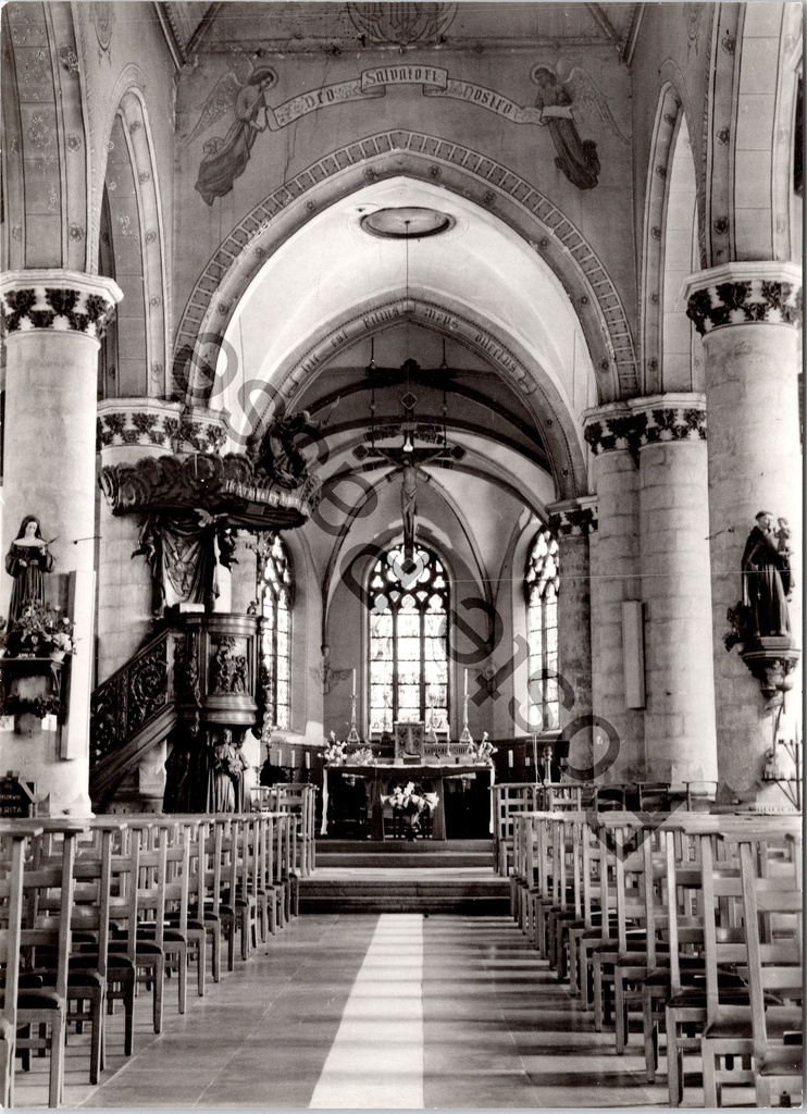 [Lebbeke0400.jpg] Wieze - "Kerk van Sint-Salvator - Binnenzicht" - Interieur van de Sint-Salvatorkerk