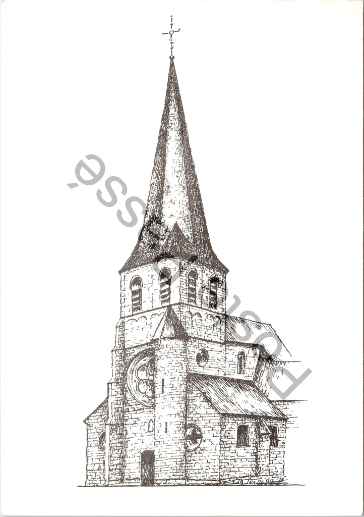 Aalst - "KERK - Baardegem" - Kerk van Baardegem, pentekening door Jos De Bie
