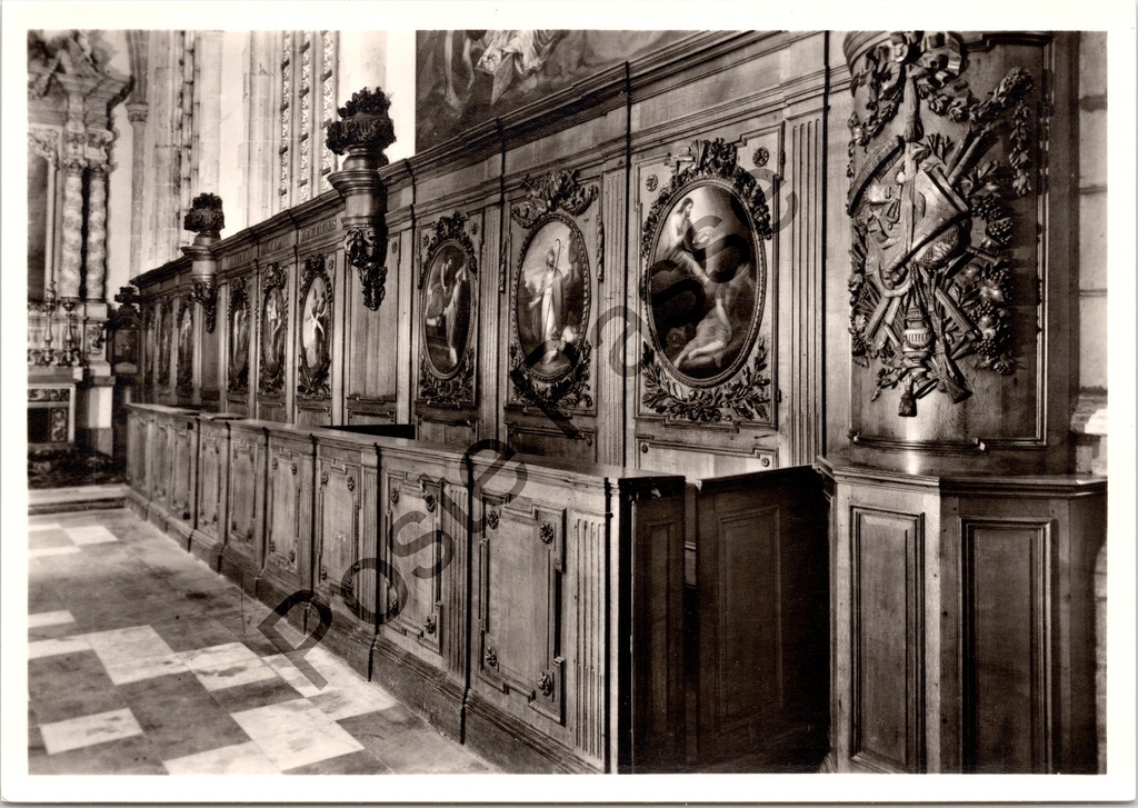 [Aalst0284.jpg] Aalst - "Sint-Martinuskerk" - Kerkmeestersbanken in het zuidelijk transept ca. 1770