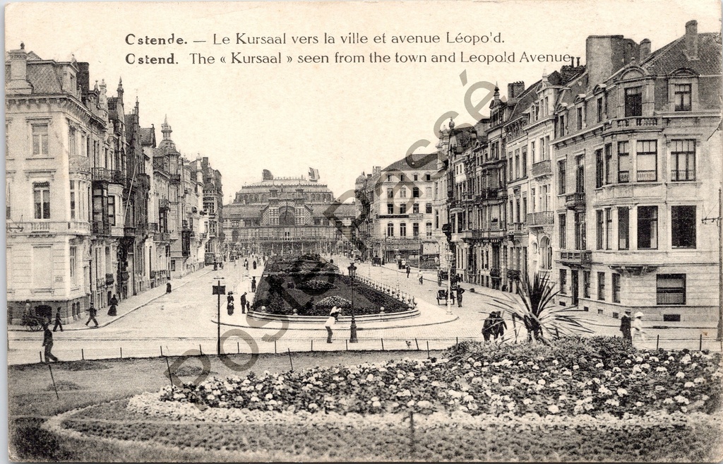 [Oostende0478.jpg] Oostende - "Le Kursaal vers la ville et avenue Léopo'd" - Kursaal gezien vanuit de stad met Leopoldlaan
