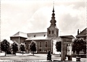 Meerhout – “St Trudo’s Church and statue” – St Trudo’s Church with statue on the square