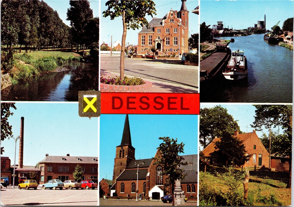 Dessel – “DESSEL” – Multi-view showing the canal, town hall, church and farmstead