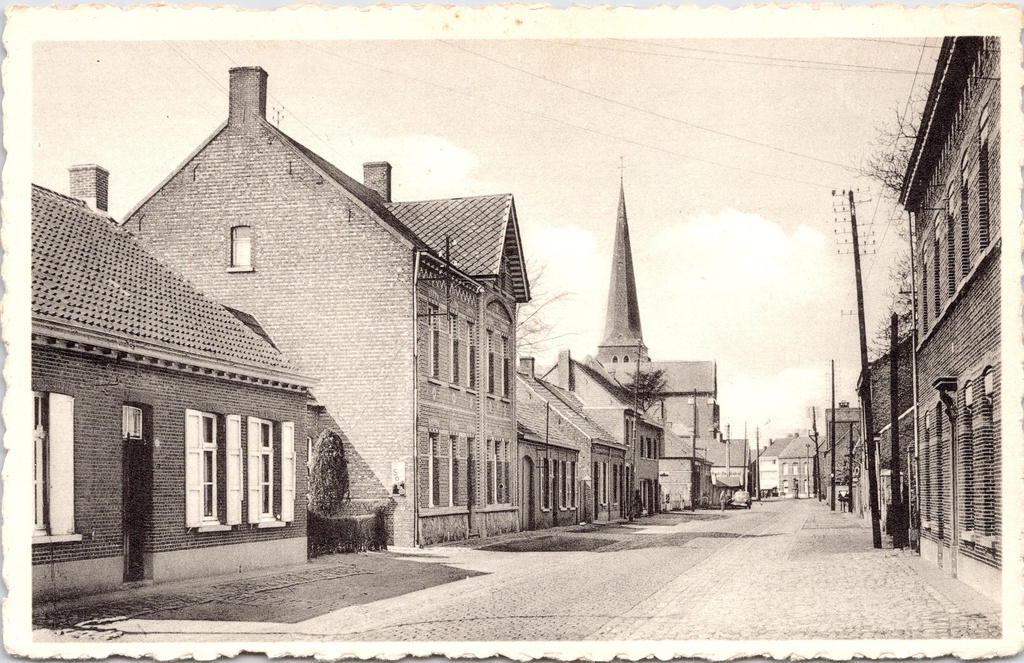 [Rethie0971] Retie – “Kloosterstraat” – View of Kloosterstraat with the church tower