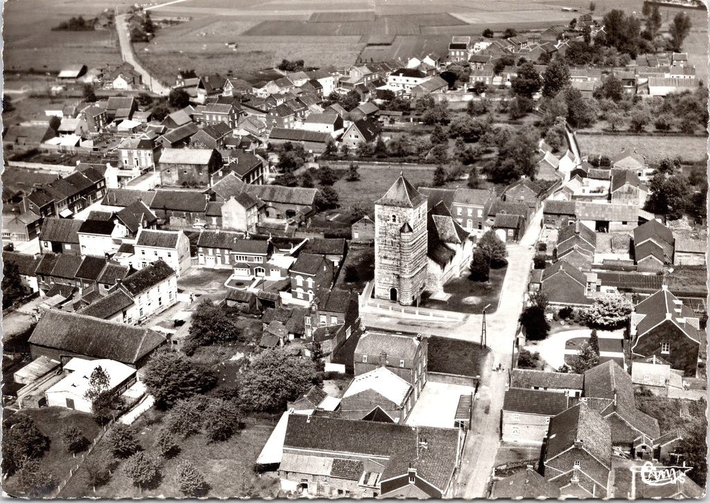 [Liege1019] Lincent - "Vue aérienne - Panorama" - Luchtfoto van Racour met kerk