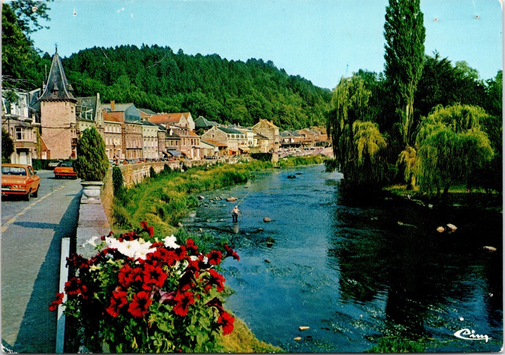 [Ayweille1063] Aywaille - « REMOUCHAMPS » - Vue sur l'Amblève avec des pêcheurs et le centre du village
