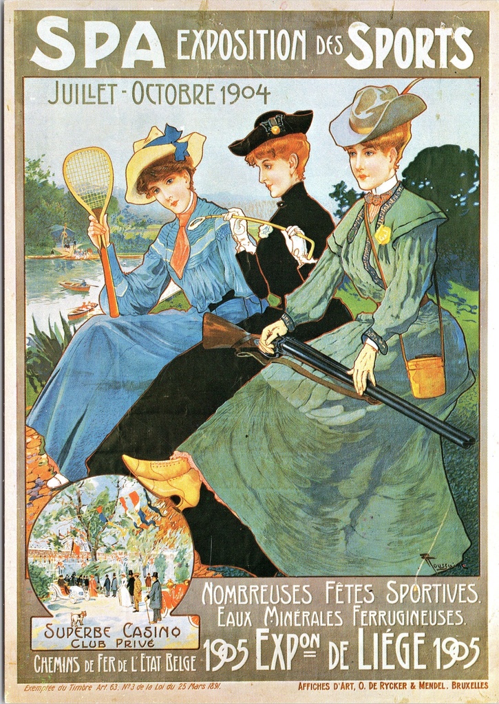 [Spa1095] Spa - "Exposition des Sports" - Vintage affiche sportevenement 1904 met drie dames