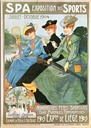 Spa - « Exposition des Sports » - Affiche vintage d'un événement sportif de 1904 représentant trois femmes