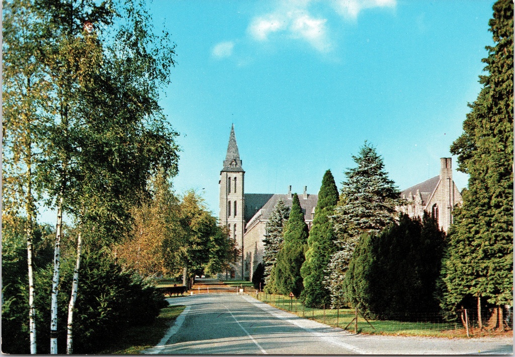 [Anhée1207] Anhée - "Abbaye de Maredsous" - Abdij van Maredsous, zicht op de kerk en gebouwen via de toegangsweg