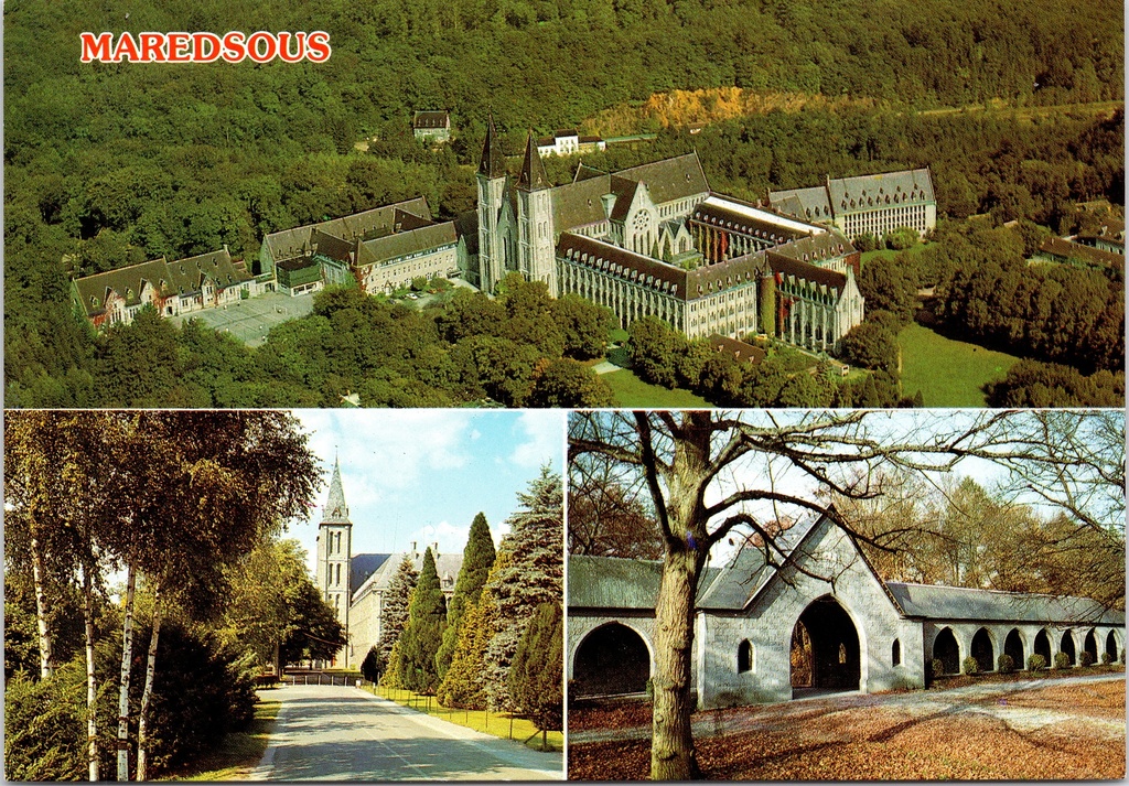 [Anhée1213] Anhée - « MAREDSOUS » - Abbaye de Maredsous, vue aérienne et arcades