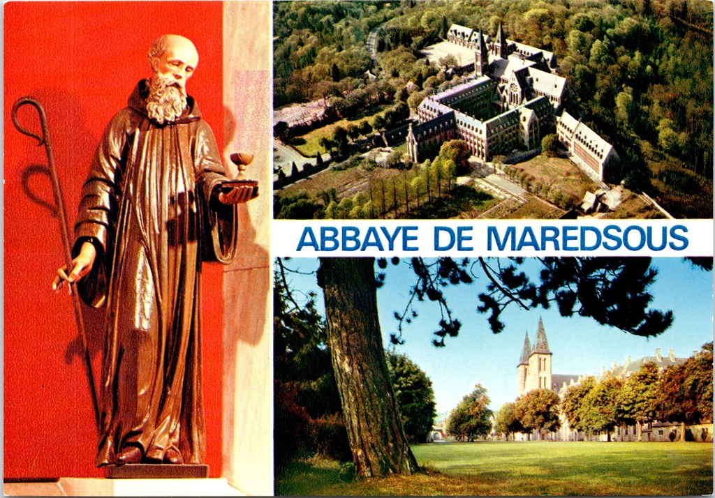 [Anhée1227] Anhée - "ABBAYE DE MAREDSOUS" - Abdij van Maredsous, heiligenbeeld, luchtfoto en parkzicht
