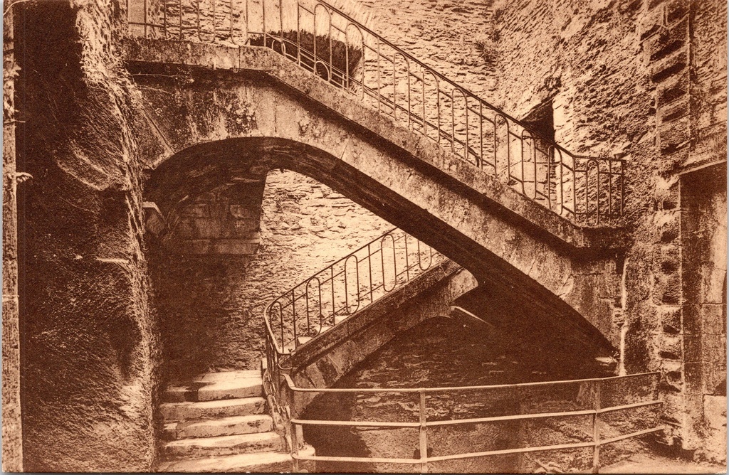 [Bouillon1511] Bouillon – “Interior of the Castle. Vauban Staircase (17th century)” – Vauban staircase in Bouillon Castle