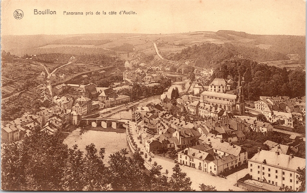 [Bouillon1517] Bouillon - "Panorama pris de la côte d'Auclin" - Panoramisch stadsgezicht met de Semois