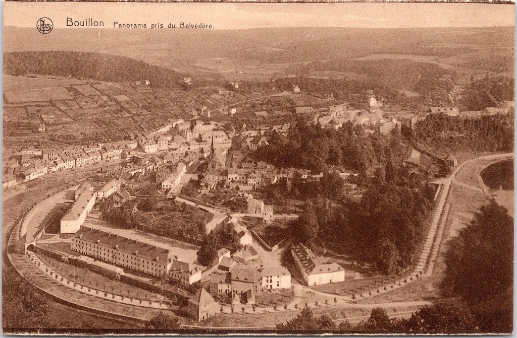 [Bouillon1527] Bouillon – “Panorama pris du Belvédère” – Panoramic view of the town from the Belvédère