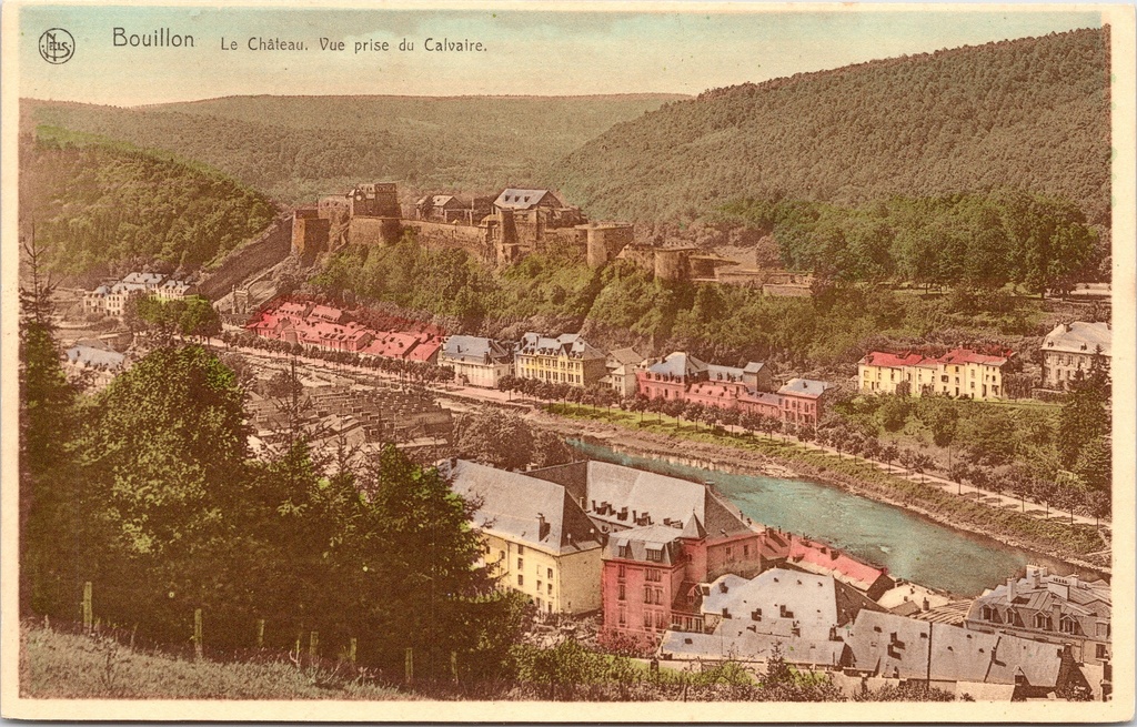 [Bouillon1529] Bouillon – “Le Château. Vue prise du Calvaire” – Bouillon Castle as seen from Calvary Hill