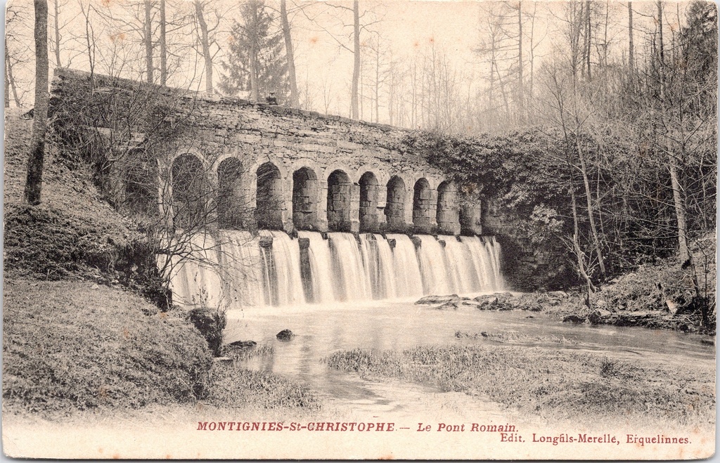Erquelinnes - "Le Pont Romain" - De Romeinse brug met waterval in Montignies-Saint-Christophe