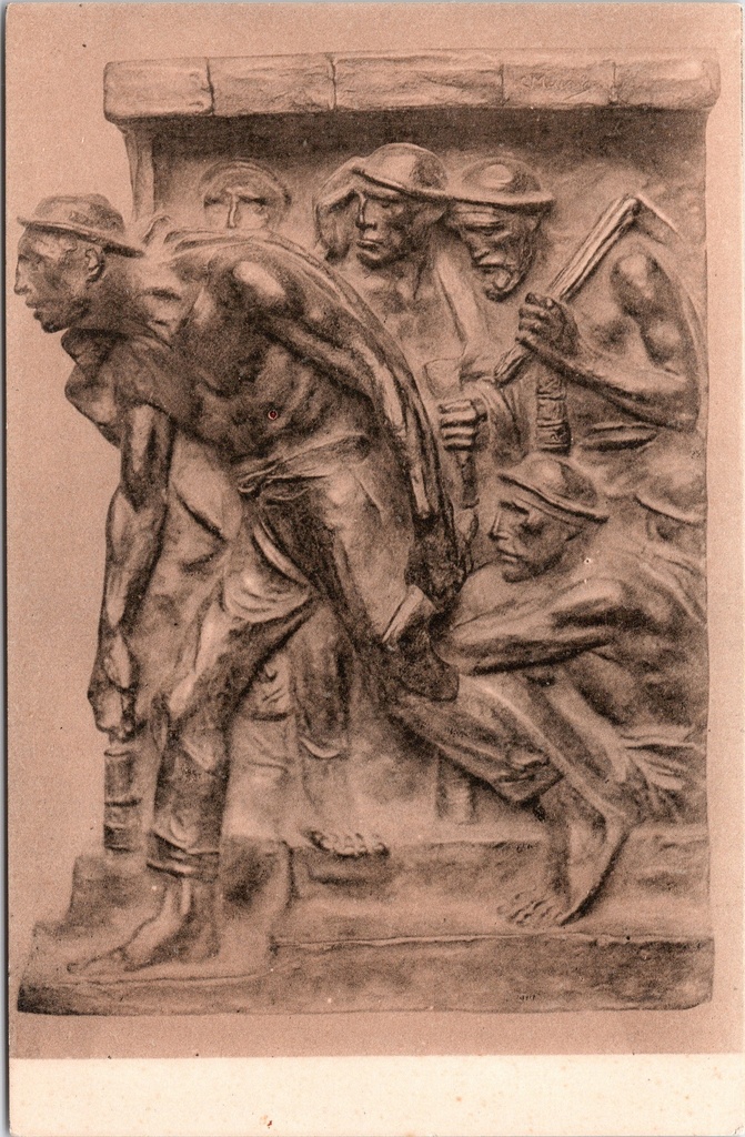 Brussel - "La remonte des Mineurs par C. Meunier" - Reliëfsculptuur 'De opkomst der mijnwerkers' door Constantin Meunier