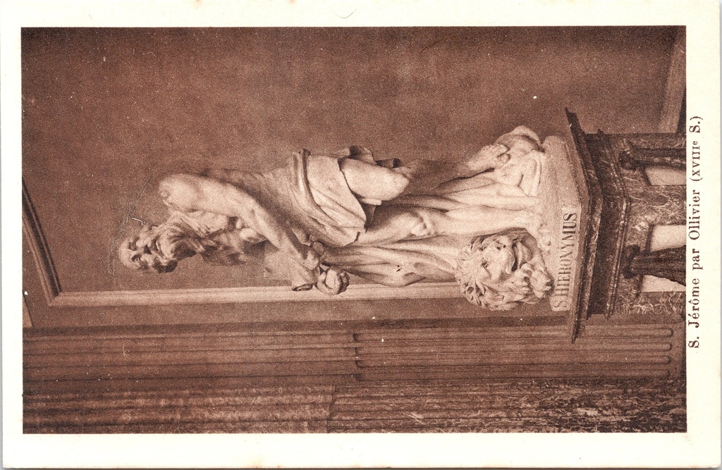Estinnes - "S. Jérôme par Ollivier (XVIIIe S.)" - Standbeeld van Sint-Hiëronymus door Ollivier, 18e eeuw