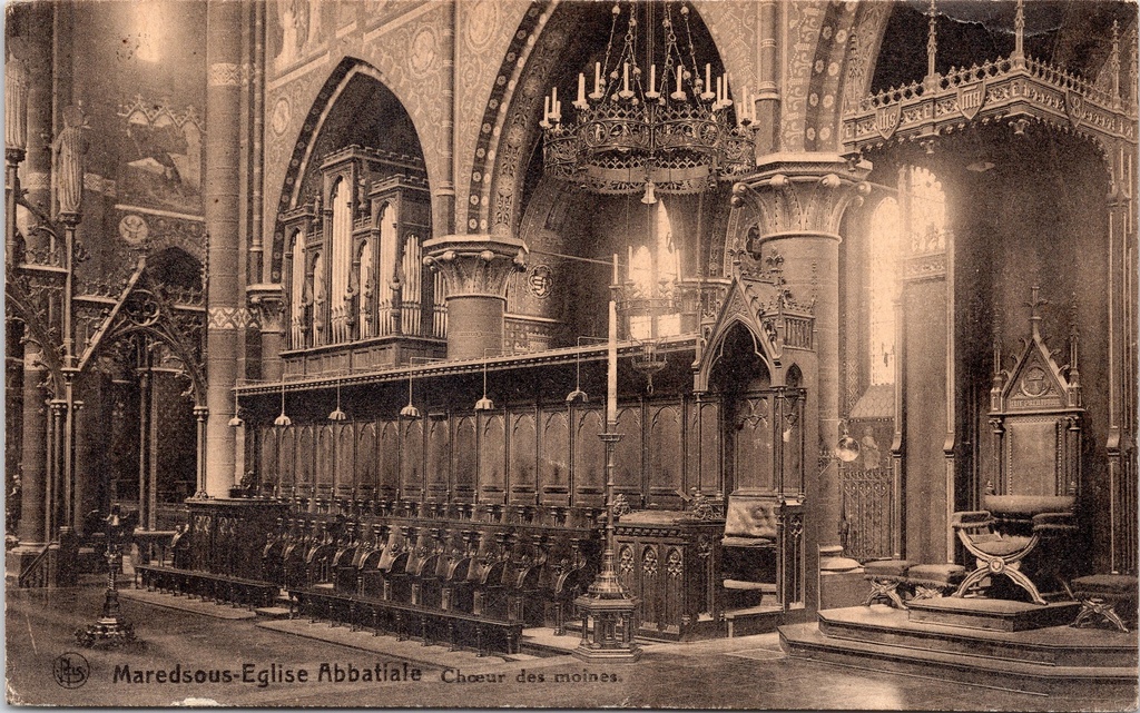 Anhée - "Maredsous-Eglise Abbatiale Choeur des moines" - Koorgestoelte van de abdijkerk van Maredsous
