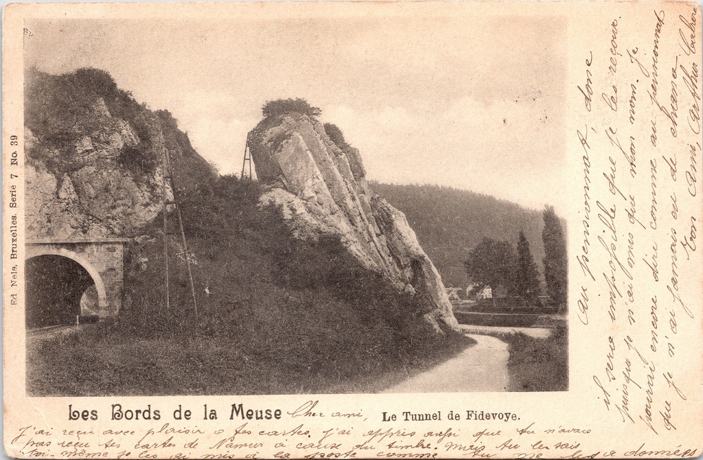 [D1751] Namur - "Les Bords de la Meuse - Le Tunnel de Fidevoye" - Rotsen en tunnel langs de Maasoever