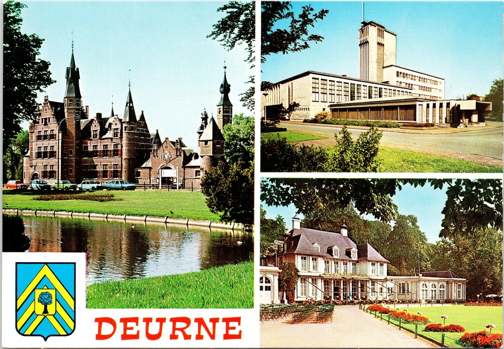 [F1875] Antwerpen - "DEURNE" - Drieluik met kasteel, gemeentehuis en paviljoen