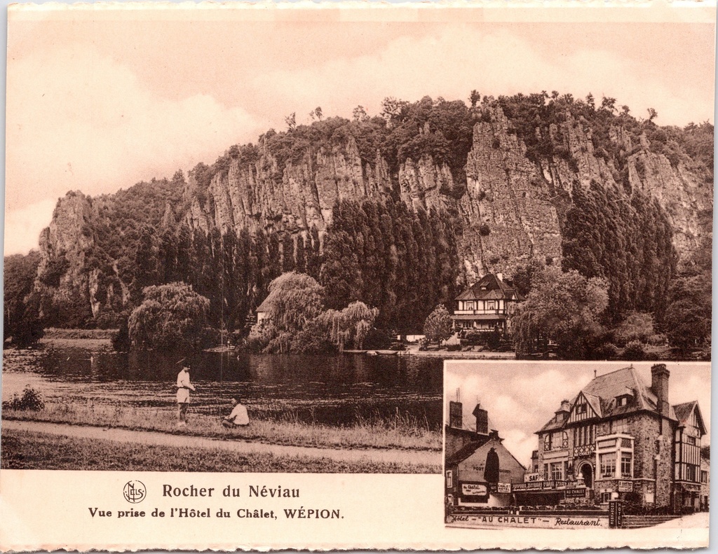 [F1945] Namur - "Rocher du Néviau" - Rotswand gezien vanuit Hôtel du Châlet te Wépion
