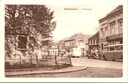 Brakel - « Nederbrakel. — Veemarkt » - Place du marché aux bestiaux avec monument aux morts et bus