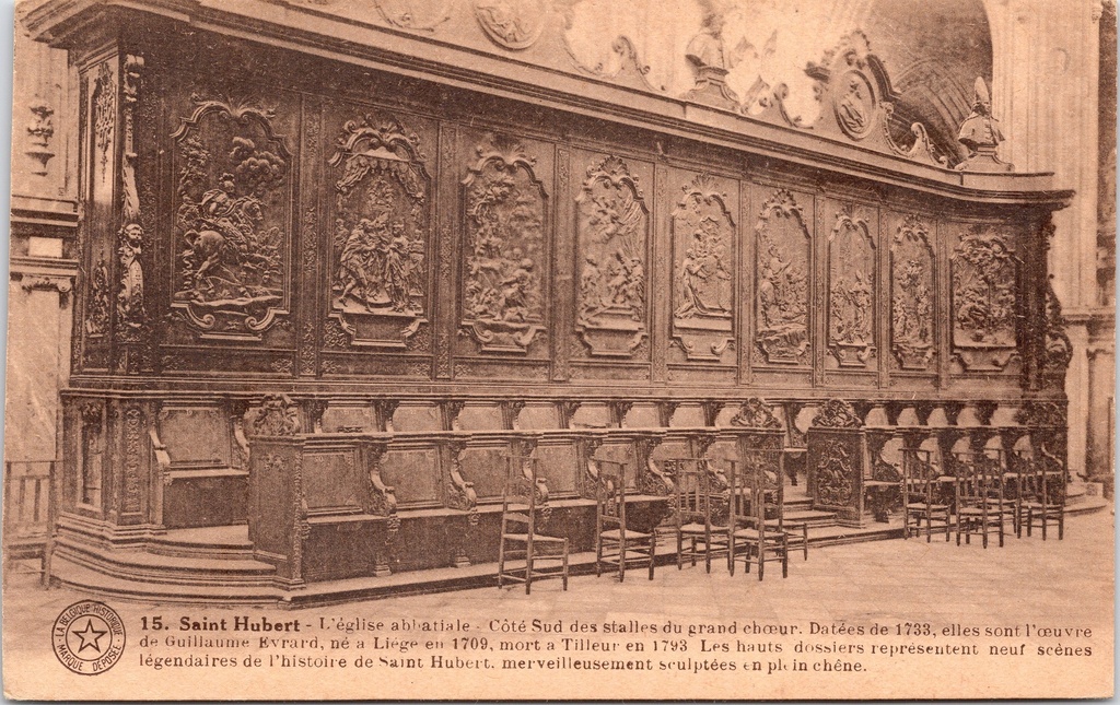 [G1767] Saint-Hubert - "L'église abbatiale - Côté Sud des stalles du grand chœur" - Zuidkant koorstallen abdijkerk