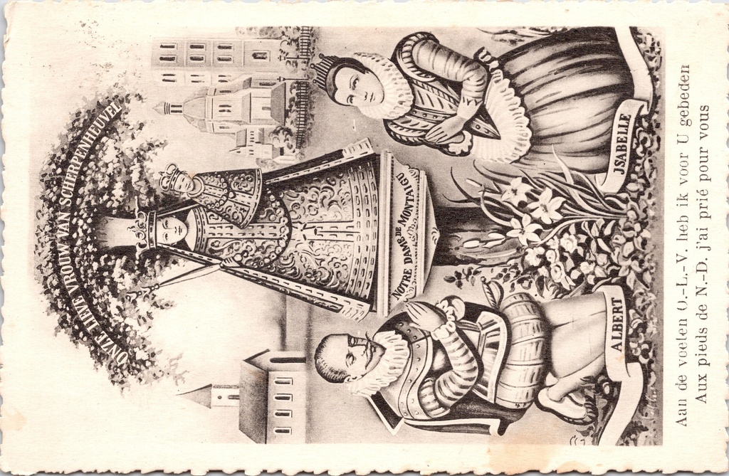 Scherpenheuvel - « Notre-Dame de Scherpenheuvel » - Carte de dévotion représentant les archiducs Albert et Isabelle