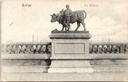Liège - "Le Hâleur" - Standbeeld van de trekker met os op een brug