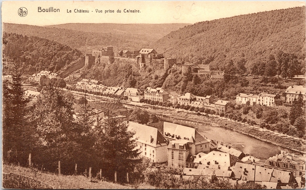 Bouillon – “Le Château – Vue prise du Calvaire” – Bouillon Castle, panoramic view from Calvary Hill