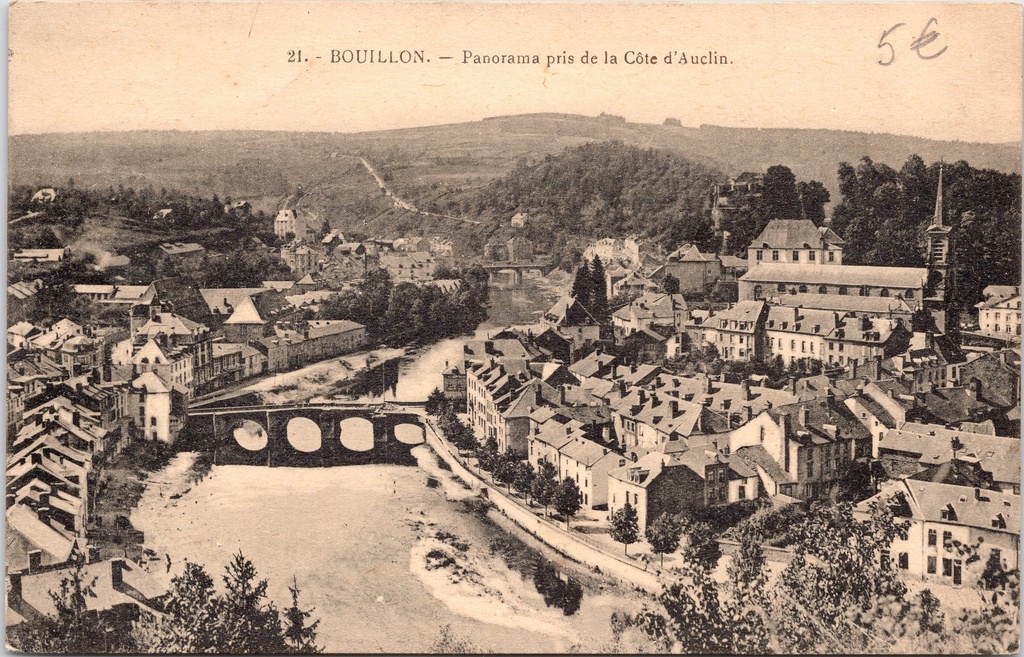 [G1873] Bouillon – "Panorama pris de la Côte d'Auclin" – City panorama seen from the Côte d'Auclin