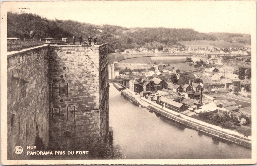 Huy – “Panorama taken from the Fort” – Panoramic view of the Meuse and the town from the fort