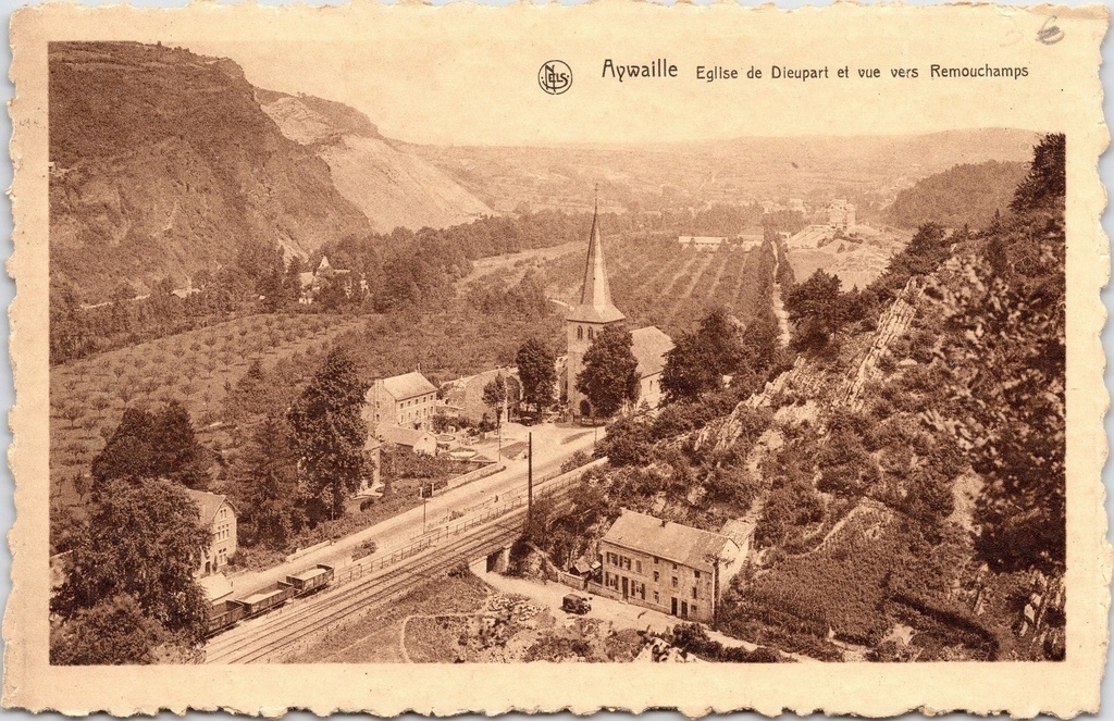 [H1983] Aywaille - "Eglise de Dieupart et vue vers Remouchamps" - Church of Dieupart with a panoramic view towards Remouchamps