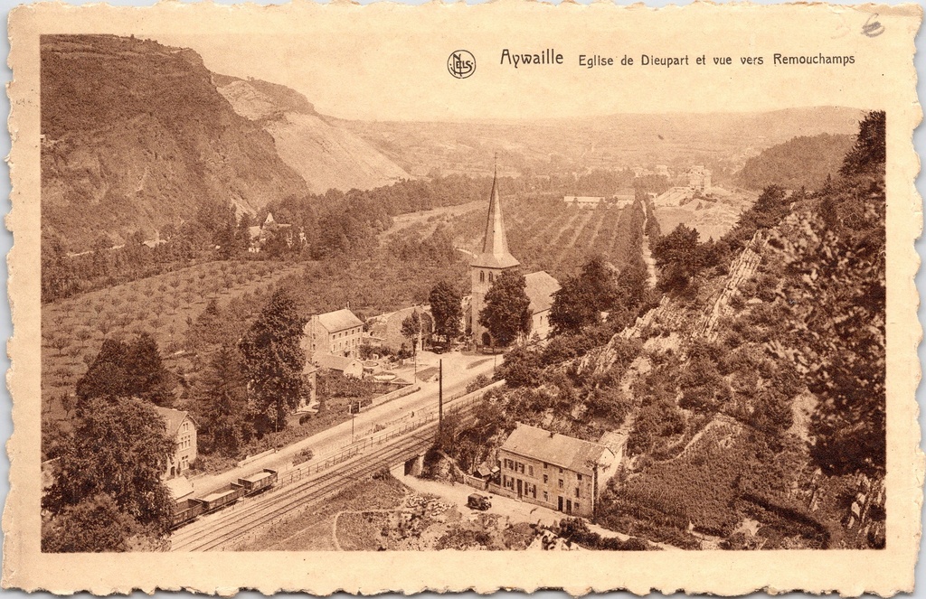 [H1983] Aywaille - "Eglise de Dieupart et vue vers Remouchamps" - Kerk van Dieupart met panoramisch zicht richting Remouchamps