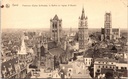 Gent - "Panorama (Eglise St-Nicolas, le Beffroi et l'église St-Bavon)" - Panorama met Sint-Niklaaskerk, Belfort en Sint-Baafskathedraal