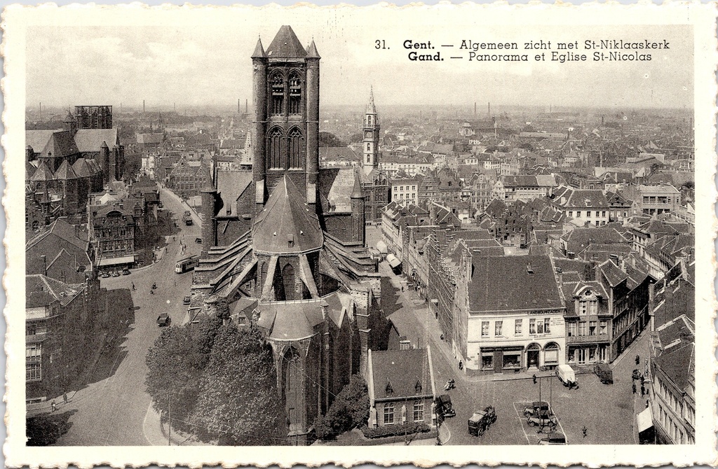 Gent - "Algemeen zicht met St-Niklaaskerk" - Panorama met Sint-Niklaaskerk