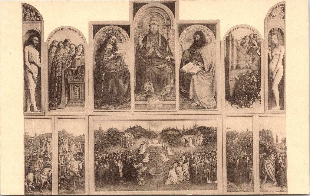 Gent - "Le Triomphe de l'Agneau" - Het Lam Gods altaarstuk van Van Eyck in de Sint-Baafskathedraal