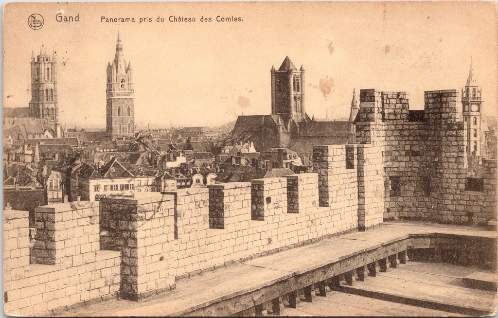 Gent - "Panorama pris du Château des Comtes" - Stadspanorama gezien vanaf het Gravensteen