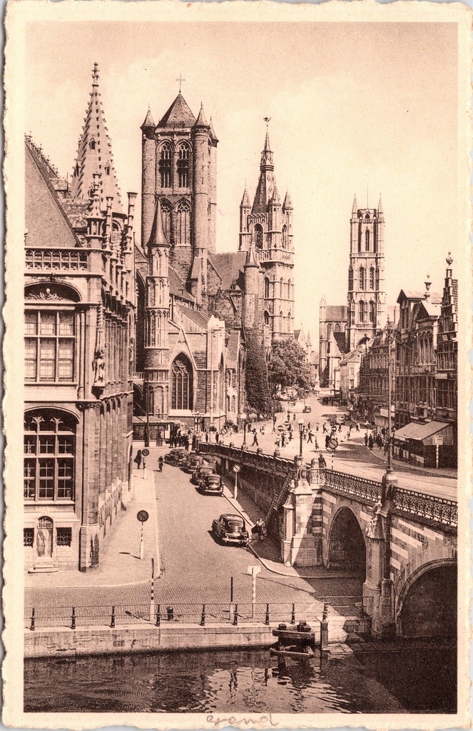 Ghent – “Eglise Saint-Nicolas, Beffroi et Eglise Saint-Bavon” – St Nicholas’ Church, Belfry and St Bavo’s Cathedral