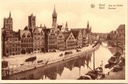 Gent - "Quai aux Herbes. Graskaal" - Zicht op de Graslei met historische gildehuizen en Leie