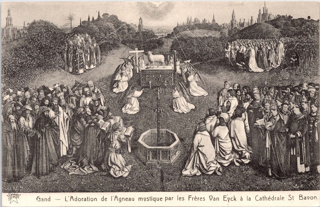 Ghent – “The Adoration of the Mystical Lamb by the Van Eyck brothers at St Bavon’s Cathedral” – Adoration of the Mystical Lamb, Van Eyck
