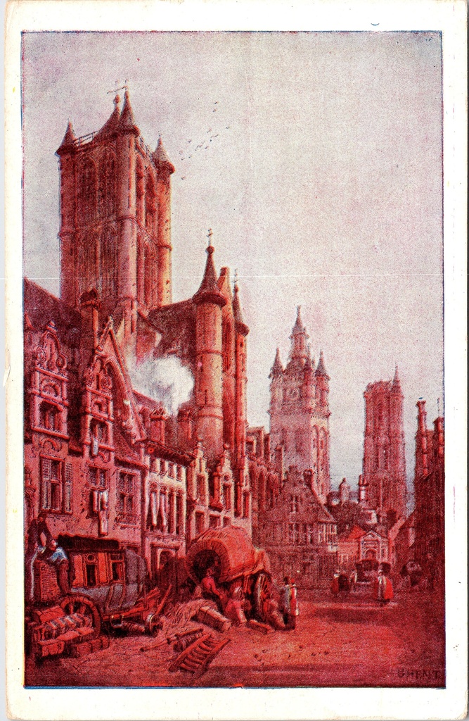 Ghent - “View of Ghent in 1833” - Cityscape of Ghent based on a drawing by S. Prout