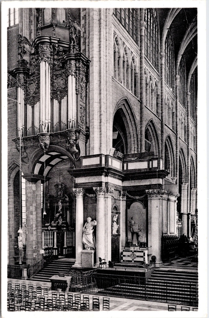 Gand - « Cathédrale Saint-Bavon. Nef gauche et orgues » - Nef gauche et orgues de la cathédrale Saint-Bavon
