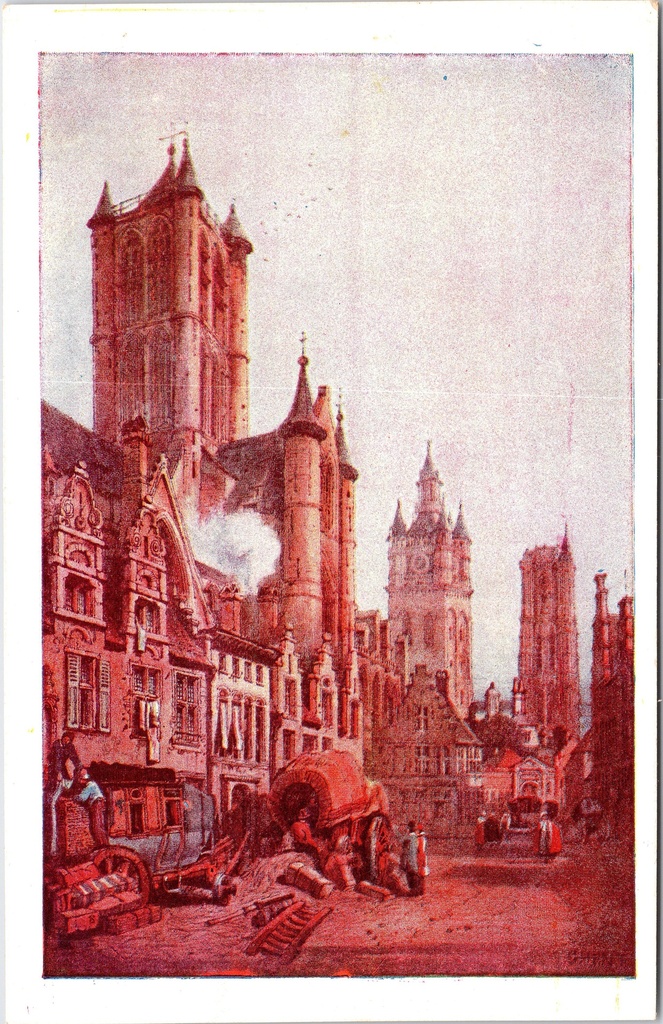 Gand - « Vue de Gand en 1833 » - Vue de la ville de Gand d'après un tableau de S. Prout
