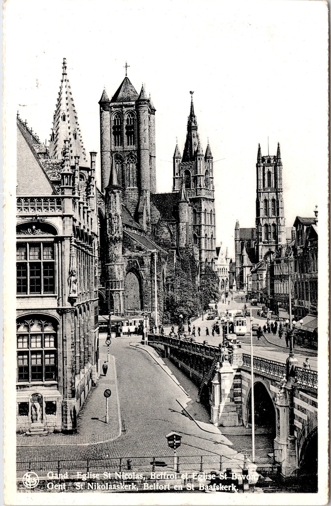 Ghent – "Église St-Nicolas, Beffroi et Église St-Bavon" – St Nicholas’ Church, Belfry and St Bavo’s Cathedral