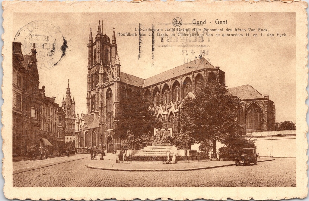 Gent - "La Cathédrale Saint-Bavon et le Monument des frères Van Eyck" - Sint-Baafskathedraal en Van Eyckmonument