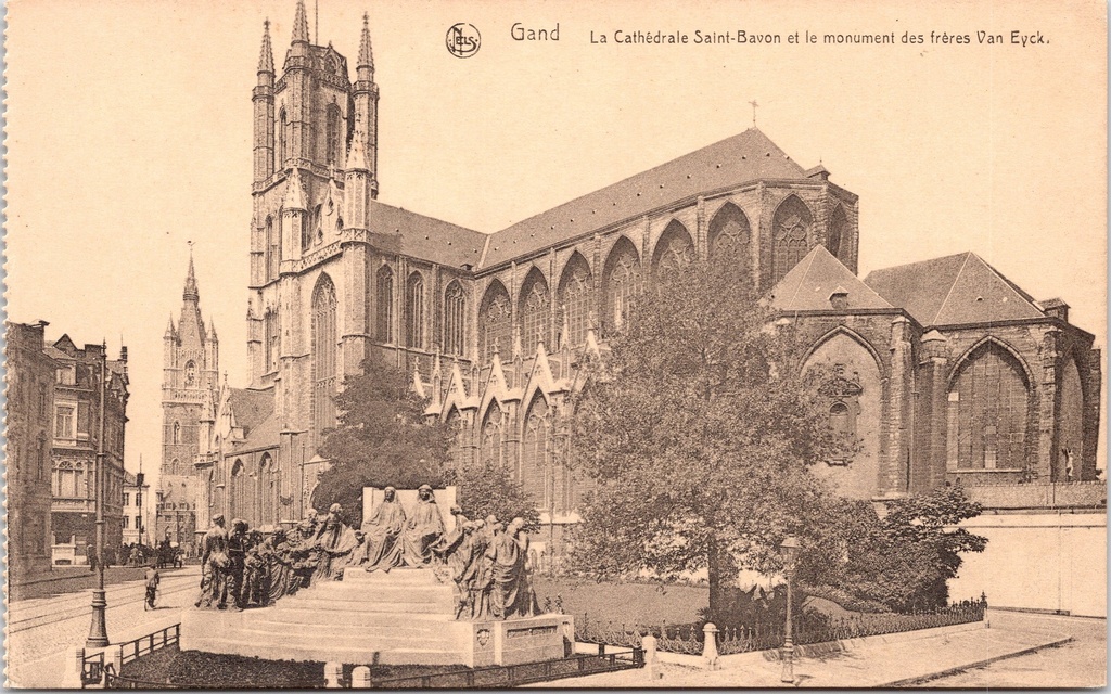Gent - "La Cathédrale Saint-Bavon et le monument des frères Van Eyck" - Sint-Baafskathedraal met Van Eyck broersmonument