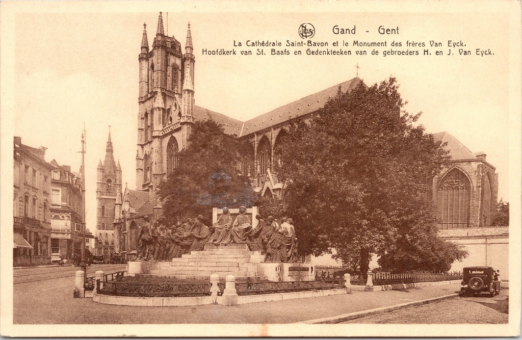 Gent - "La Cathédrale Saint-Bavon et le Monument des frères Van Eyck" - Sint-Baafskathedraal en Van Eyck-monument