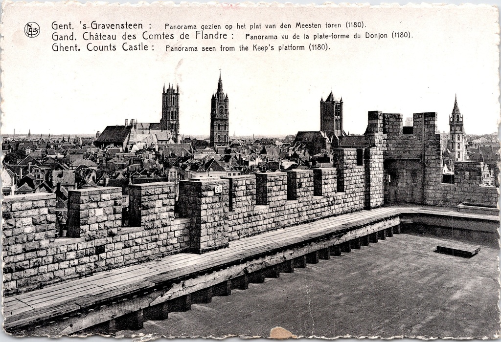 Gand - « 's-Gravensteen » - Panorama depuis la plate-forme de la grande tour (1180)