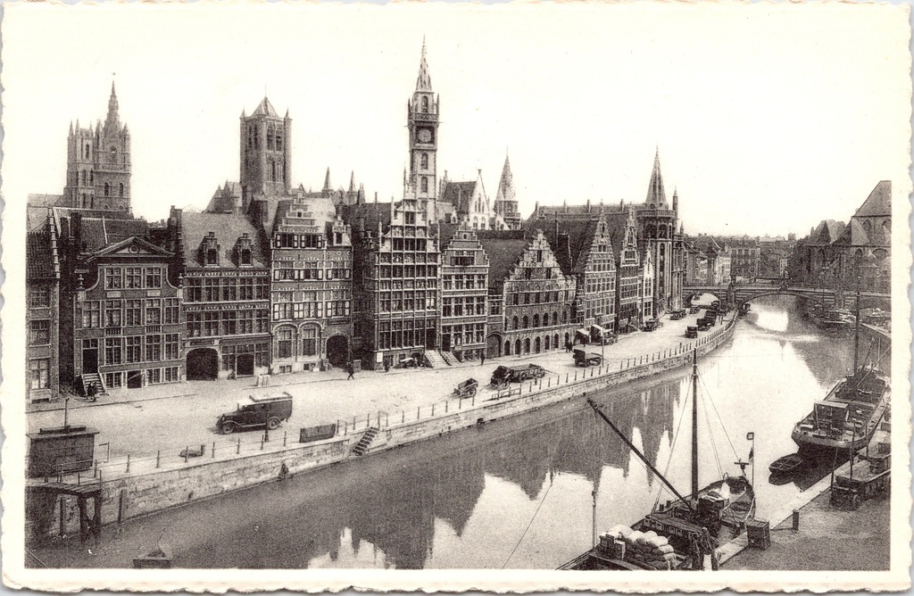Ghent – “Quai-aux-Herbes” – Graslei with historic guild houses along the River Leie